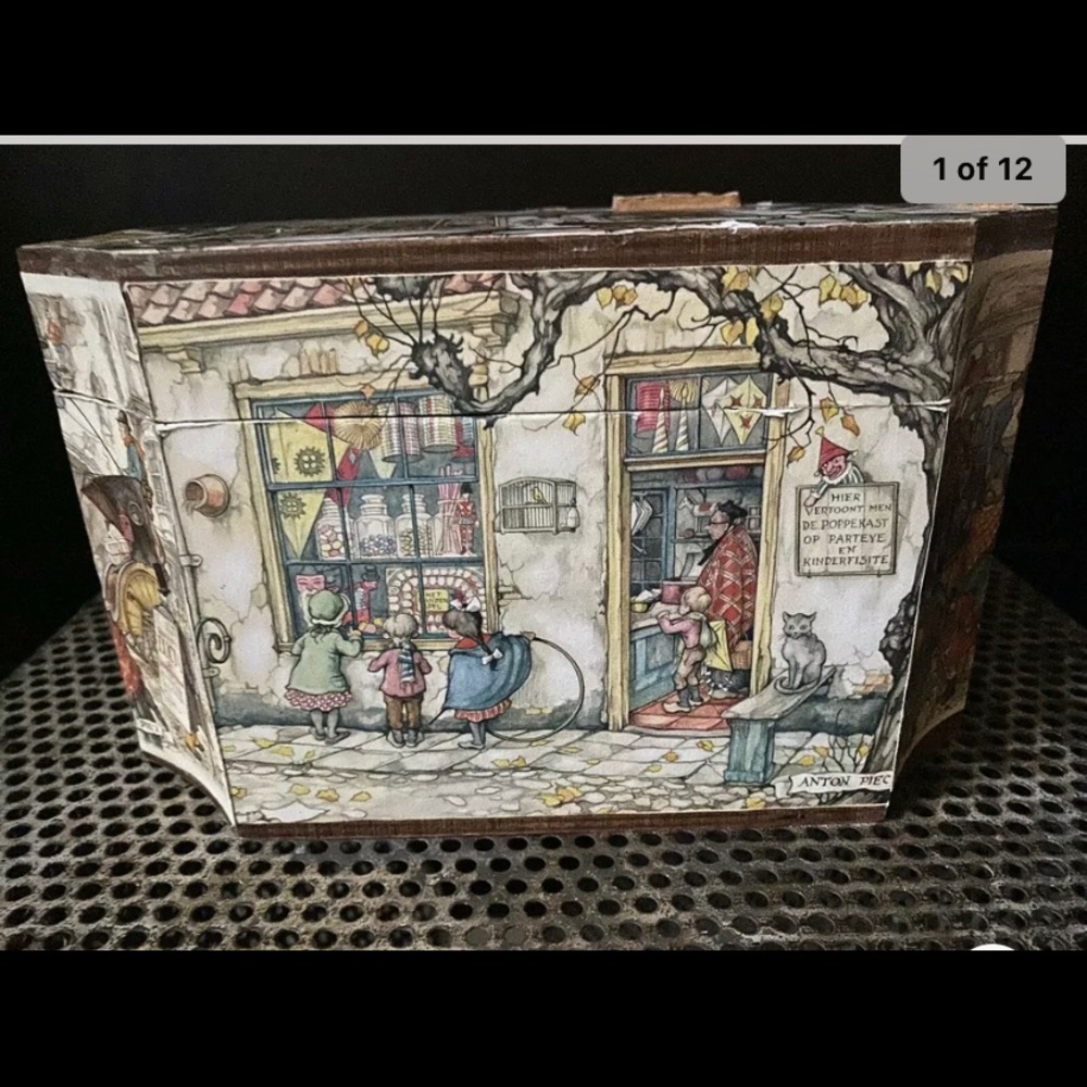 New VTG Anton Pieck 1966 Hand Made Wooden Bag Rare